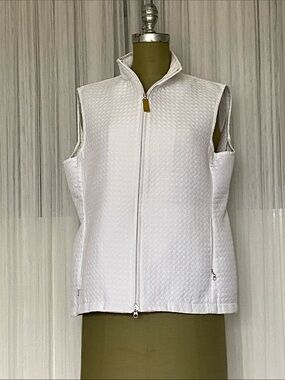 Cutter & Buck Women’s White Quilted Zip-Front Sleeveless Golf Vest Size L